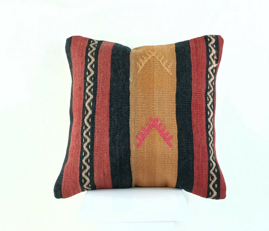 Handwoven Kilim Pillow Cover Decorative Cushion Cover 16x16 Vintage Pillow A702