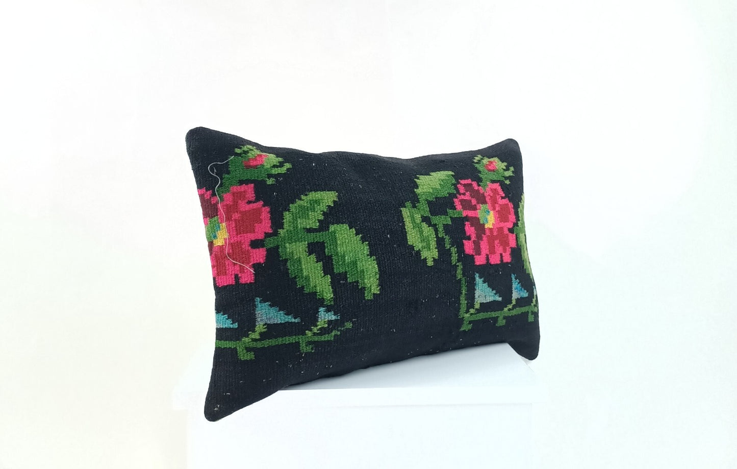 Kilim Pillow Cover 12x20 Handmade Turkish Rug Boho Ethnic Lumbar Cushion 2263