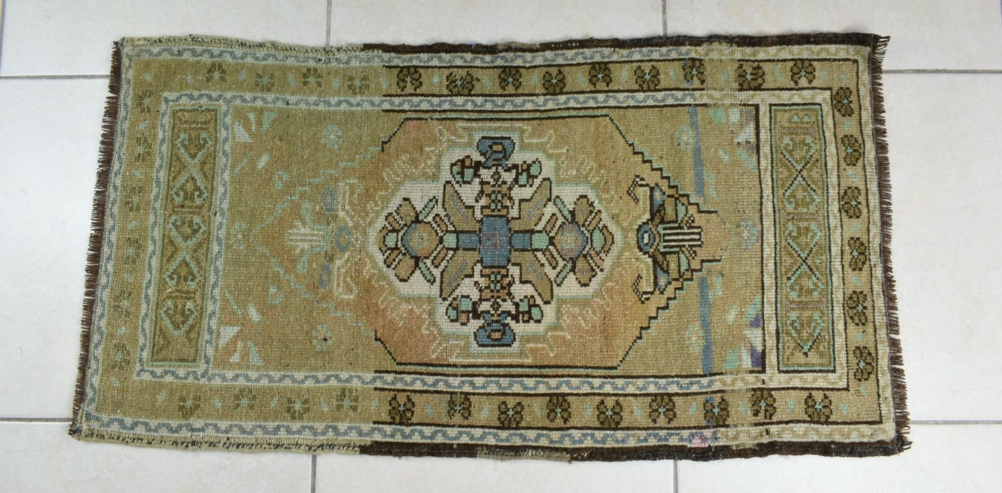 3.1x1.6 ft Anatolian Runner Small Vintage Rug Oushak Runner Mini Turkish Rug Y83