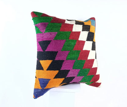 20x20 Kilim Pillow Cover Handmade Vintage Oushak Kilim Cushion Cover 1870