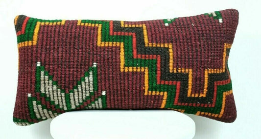 Ethnic Handmade Kilim Cushion Cover 12x24 Home Decorative Lumbar Pillow  E407