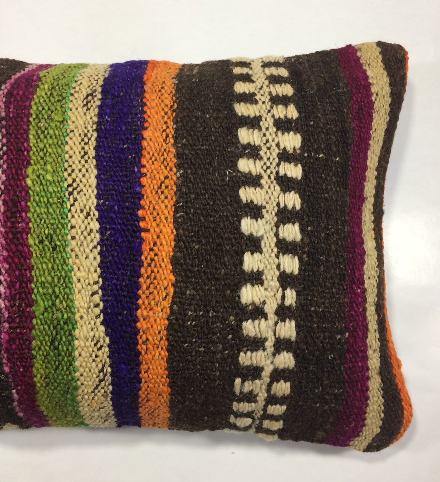 Kilim Pillow Cover 12x20 Handmade Turkish Rug Boho Ethnic Lumbar Cushion 867