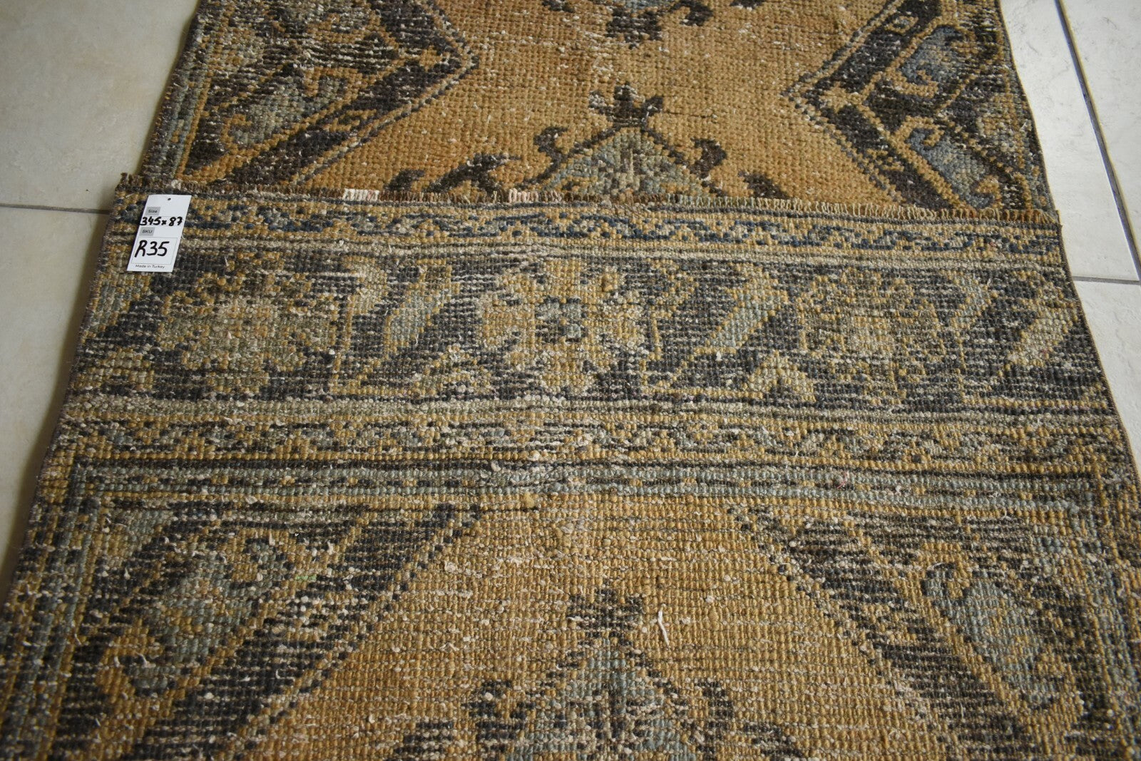 Turkish Runner Rug 11.3x2.8 ft Vintage Runner Hallway Runner Handwoven Rug R35