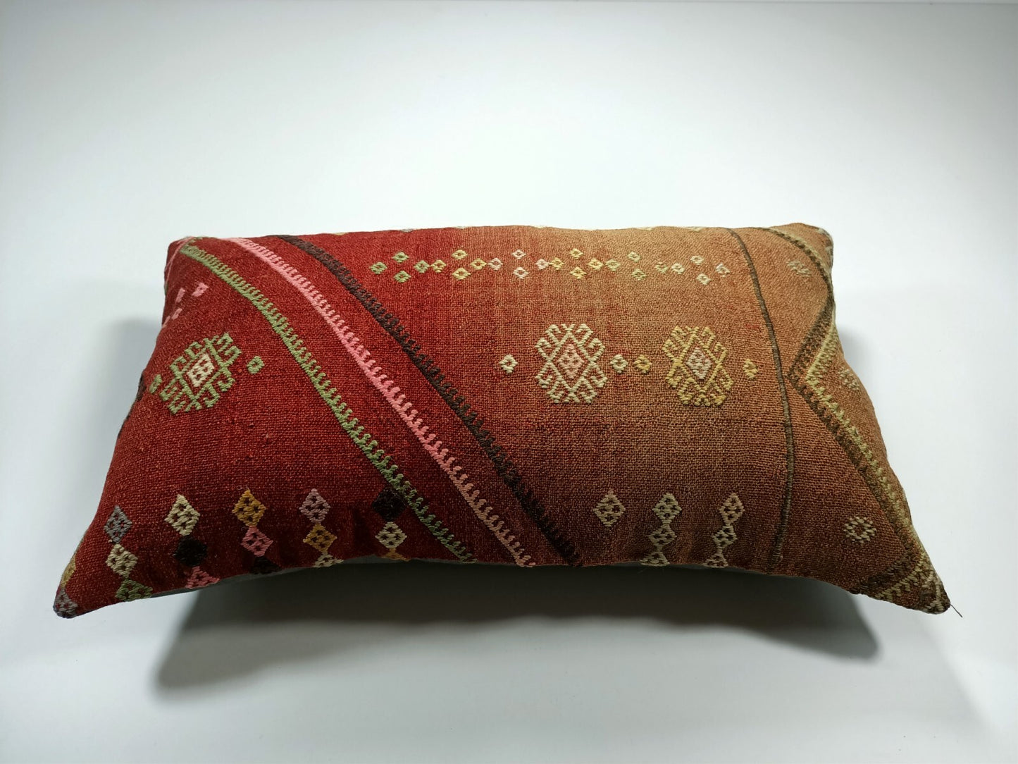 Kilim Pillow Cover 12x20 Turkish Handmade Sofa Couch Floor Lumbar Cushion E33