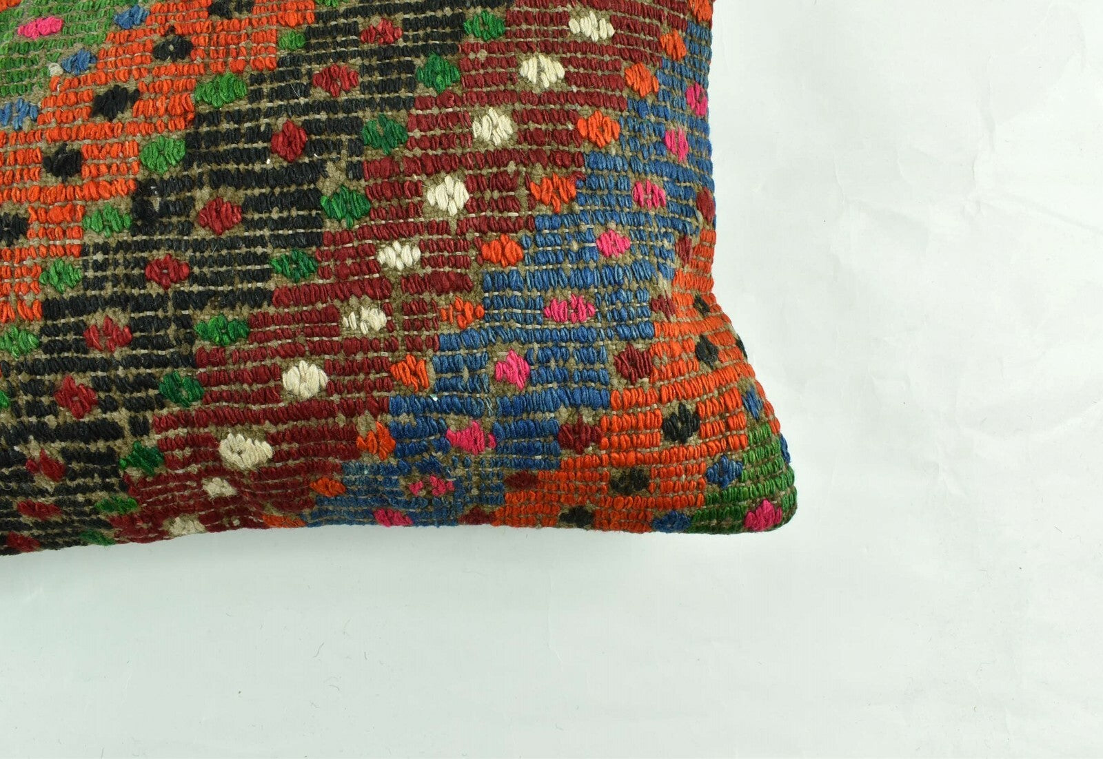 Kilim Pillow Cover 12x20 Turkish Handmade Vintage Couch Lumbar Cushion  A1843