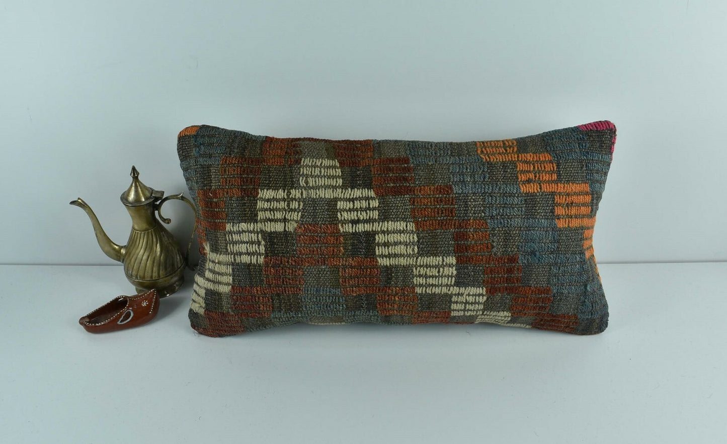 Kilim Lumbar Pillow Cover 10x20 Decorative Sofa Couch Handmade Cushion A1767
