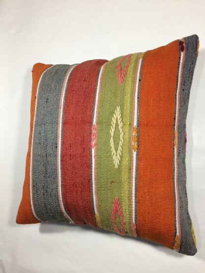 18"x18" Kilim Pillow Cover  Handmade Turkish Vintage Cushion Tribal Lumbar 739