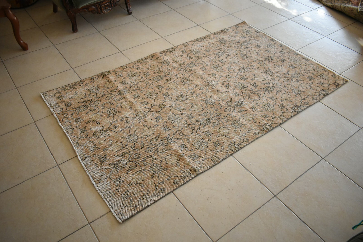 Vintage Oushak Rug 6.4x3.7 ft Turkish Floor Rug Faded Area Rug Oriental Rug U02