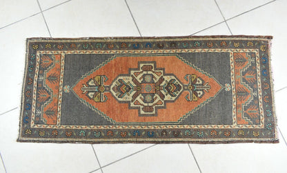 Oushak Runner 4.1x1.7 ft Vintage Turkish Rug Small Runner Anatolian Rug Y53