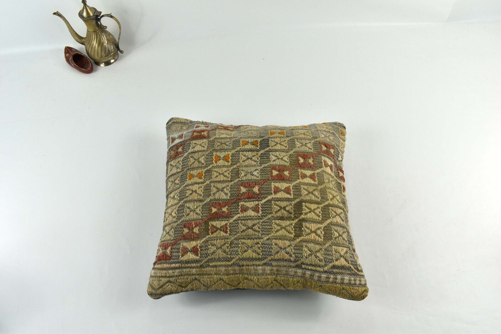 14"x14" Kilim Pillow Cover Handmade Turkish Tribal Ethnic Boho Rug Cushion 3468