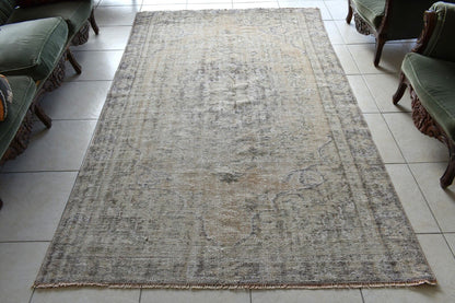 Faded Oushak Rug 8.4x5.1  ft Anatolian Rug Turkish Carpet Boho Floor Rug U22