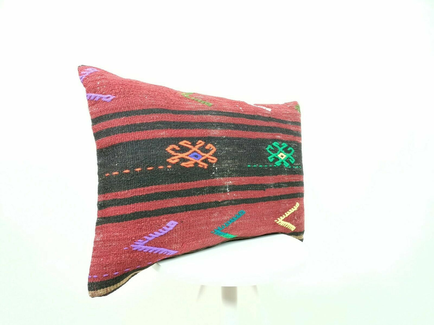 16x24 Kilim Lumbar Pillow Handmade Turkish Rug Tribal Bohemian Cushion Case E462
