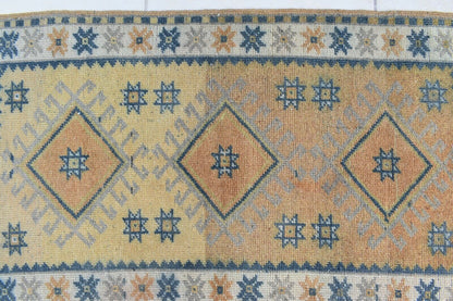 3x1.8 ft Anatolian Runner Small Vintage Rug Oushak Runner Mini Turkish Rug Y89