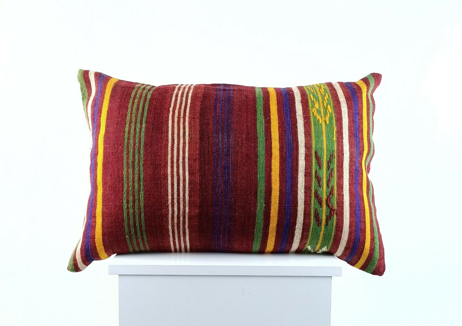 Kilim Pillow Cover 16x24 in Traditional Handmade Anatolian Lumbar Cushion A1480