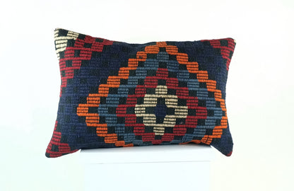 Kilim Pillow Cover 16x24 Tribal Vintage Turkish Carpet Lumbar Pillow Cover 1772