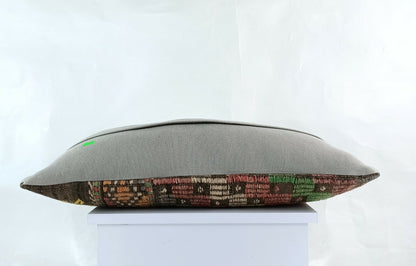 Kilim Lumbar Pillow Cover 12"x24" Handmade Oushak Traditional Ethnic Boho E914