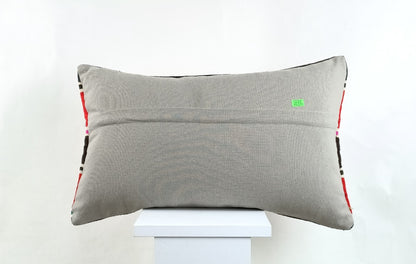 Kilim Pillow Cover 12x20 Handmade Turkish Rug Boho Ethnic Lumbar Cushion 2592