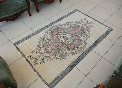 Small Turkish Runner 5.2x3 ft Vintage Runner Hallway Runner Handwoven Rug R46