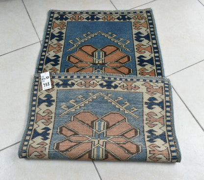 3.6x1.7 ft Anatolian Runner Small Vintage Rug Oushak Runner Mini Turkish Rug Y88