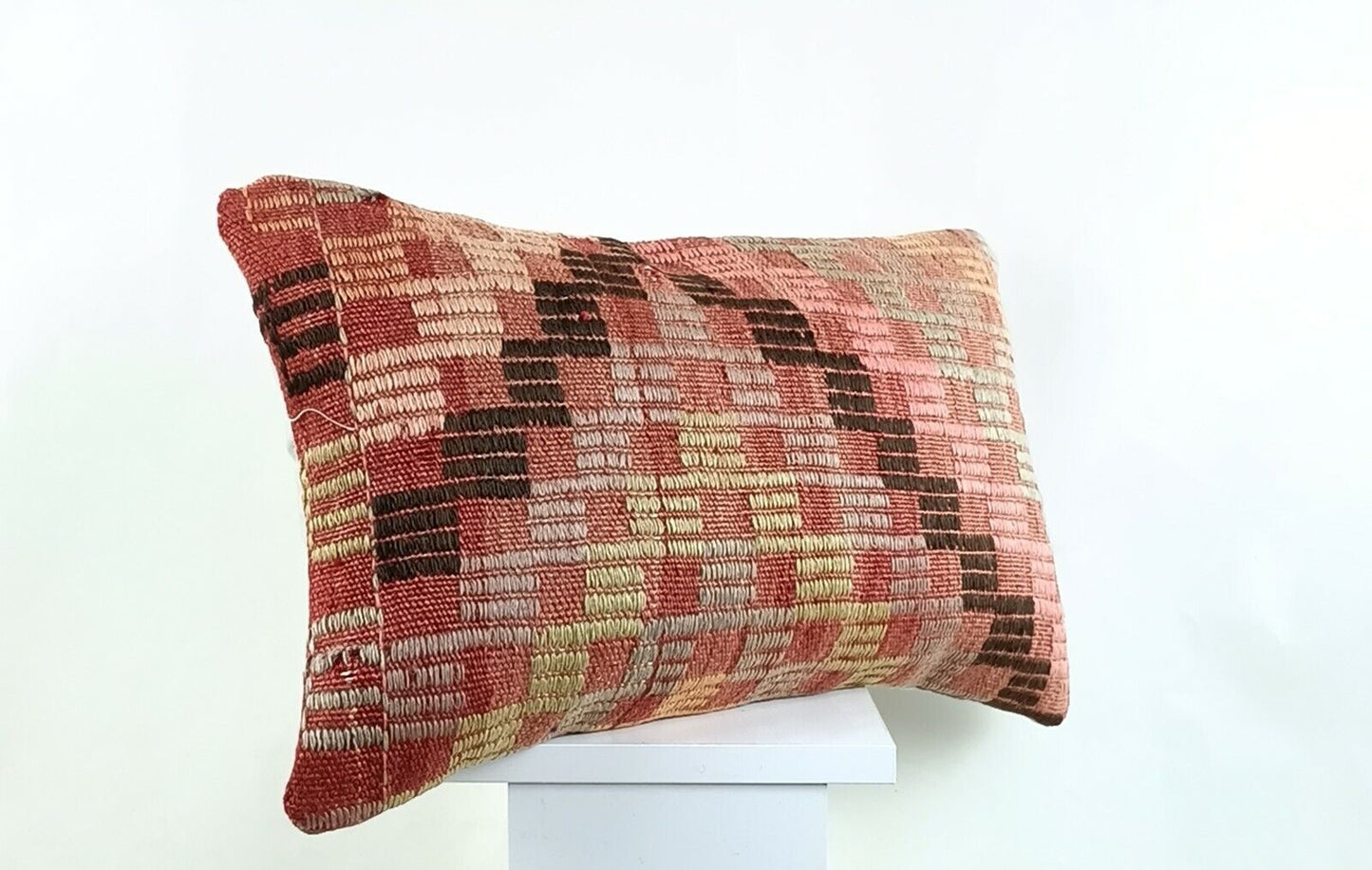 Kilim Pillow Cover 12x20 Turkish Handmade Sofa Couch Floor Lumbar Cushion A1269