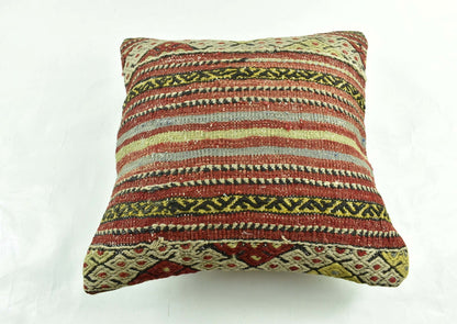 18"x18" Kilim Pillow Cover  Handmade Turkish Vintage Cushion Tribal Lumbar 3028
