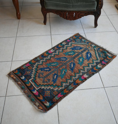 Turkish Runner 3.3x1.8 ft Runner Vintage Oushak Runner Small Faded Runner Y15