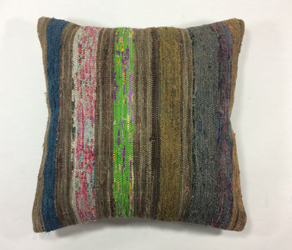 18"x18" Kilim Pillow Cover  Handmade Turkish Vintage Cushion Tribal Lumbar 1265