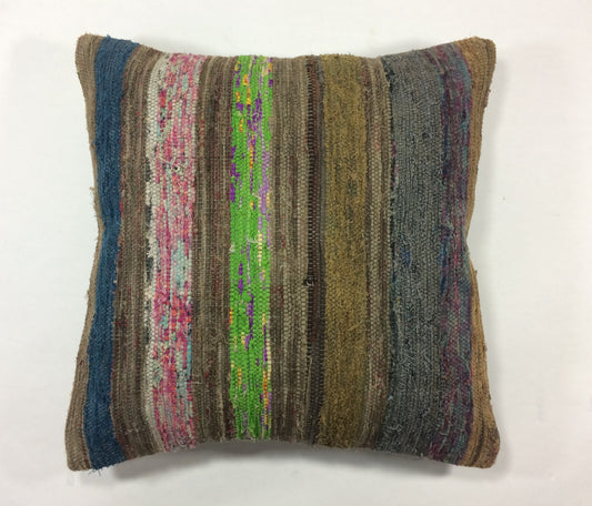 18"x18" Kilim Pillow Cover  Handmade Turkish Vintage Cushion Tribal Lumbar 1265