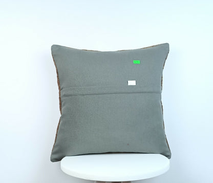 Kilim Pillow Cover 16"x16" Home Decorative Boho Rustic Rug Lumbar Cushion E194