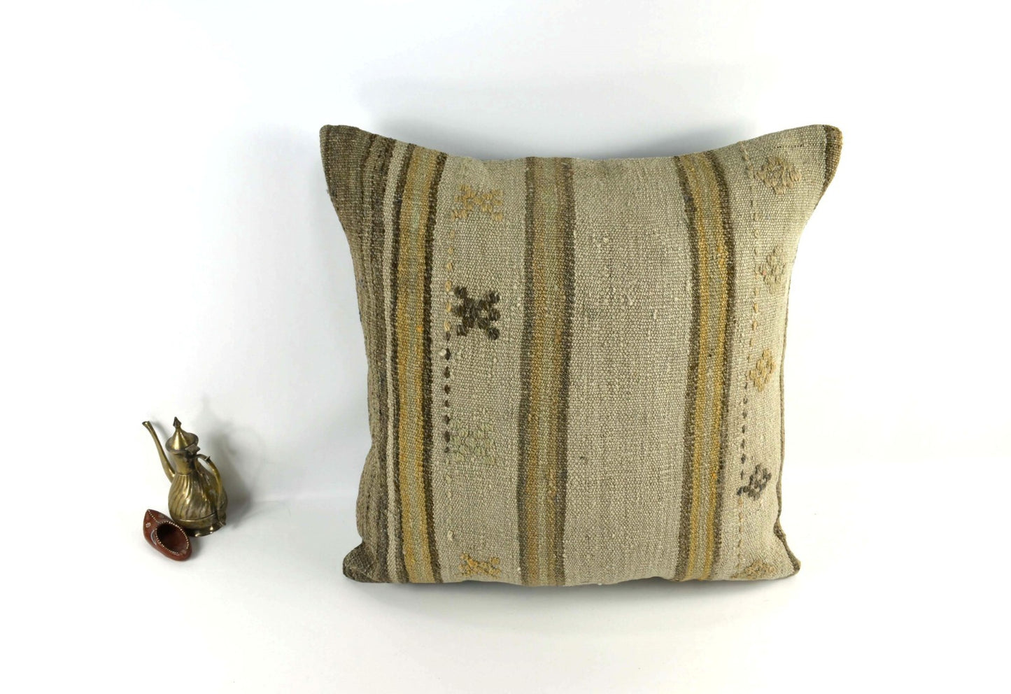 24x24 Kilim Pillow Cover Large Vintage Oushak Rug Ethnic Sofa Cushion 3569