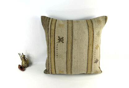 24x24 Kilim Pillow Cover Large Vintage Oushak Rug Ethnic Sofa Cushion 3569