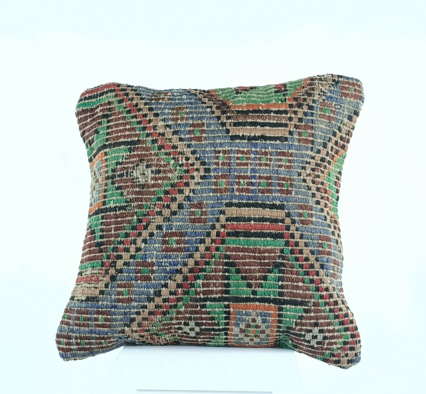 Kilim Pillow Cover 16x16 Handwoven Oushak Rug Ethnic Cushion Floor Lumbar A431