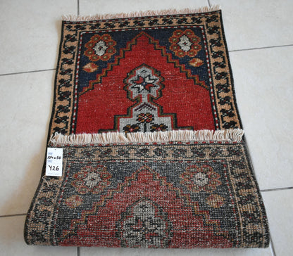  Oushak Runner 3.4x1.6 ft Vintage Turkish Runner Floor Runner Faded Runner Y26