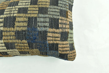 Kilim Pillow Cover 12x20 Turkish Handmade Vintage Couch Lumbar Cushion  A1863