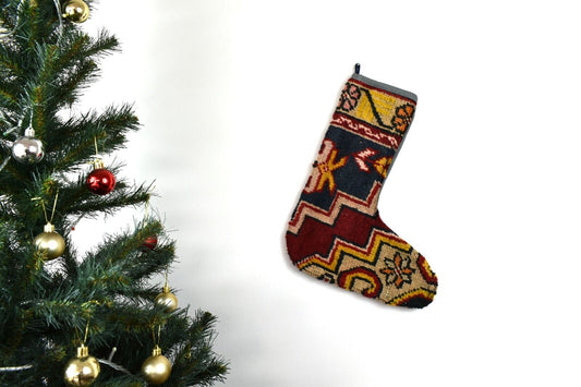 Kilim Christmas Stocking Vintage Rug Stocking Ethnic Decorative Xmas Socks S703