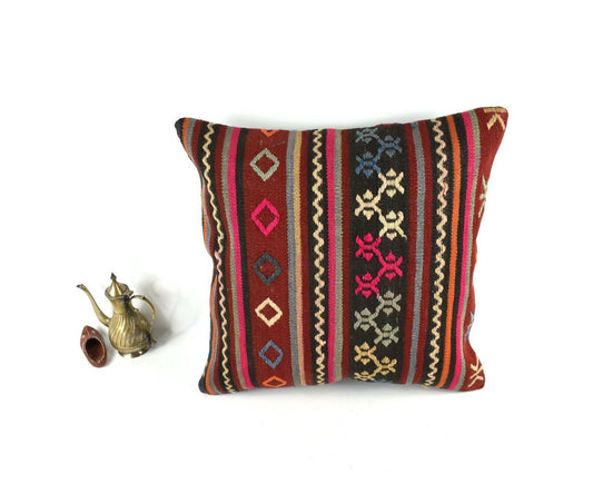 20x20 Kilim Pillow Cover Handmade Vintage Oushak Kilim Cushion Cover 3544