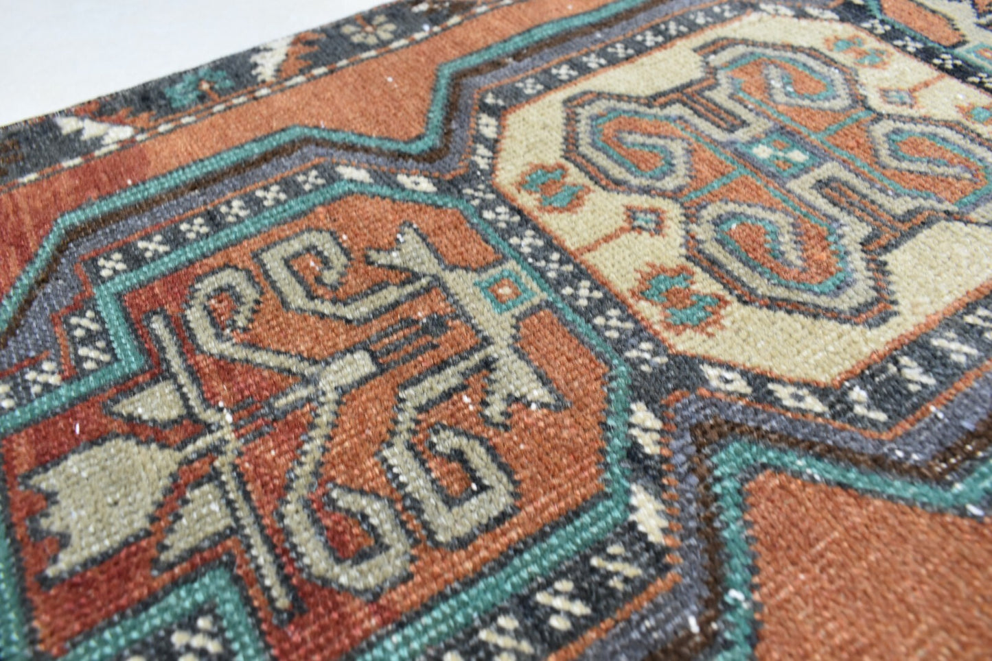 Oushak Runner 2.9x1.4 ft Vintage Turkish Rug Small Runner Anatolian Rug Y56