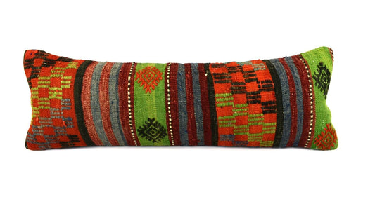 Kilim Pillow Cover 12x36 Handwoven Ethnic Vintage Handwoven Kilim Cushion A3235