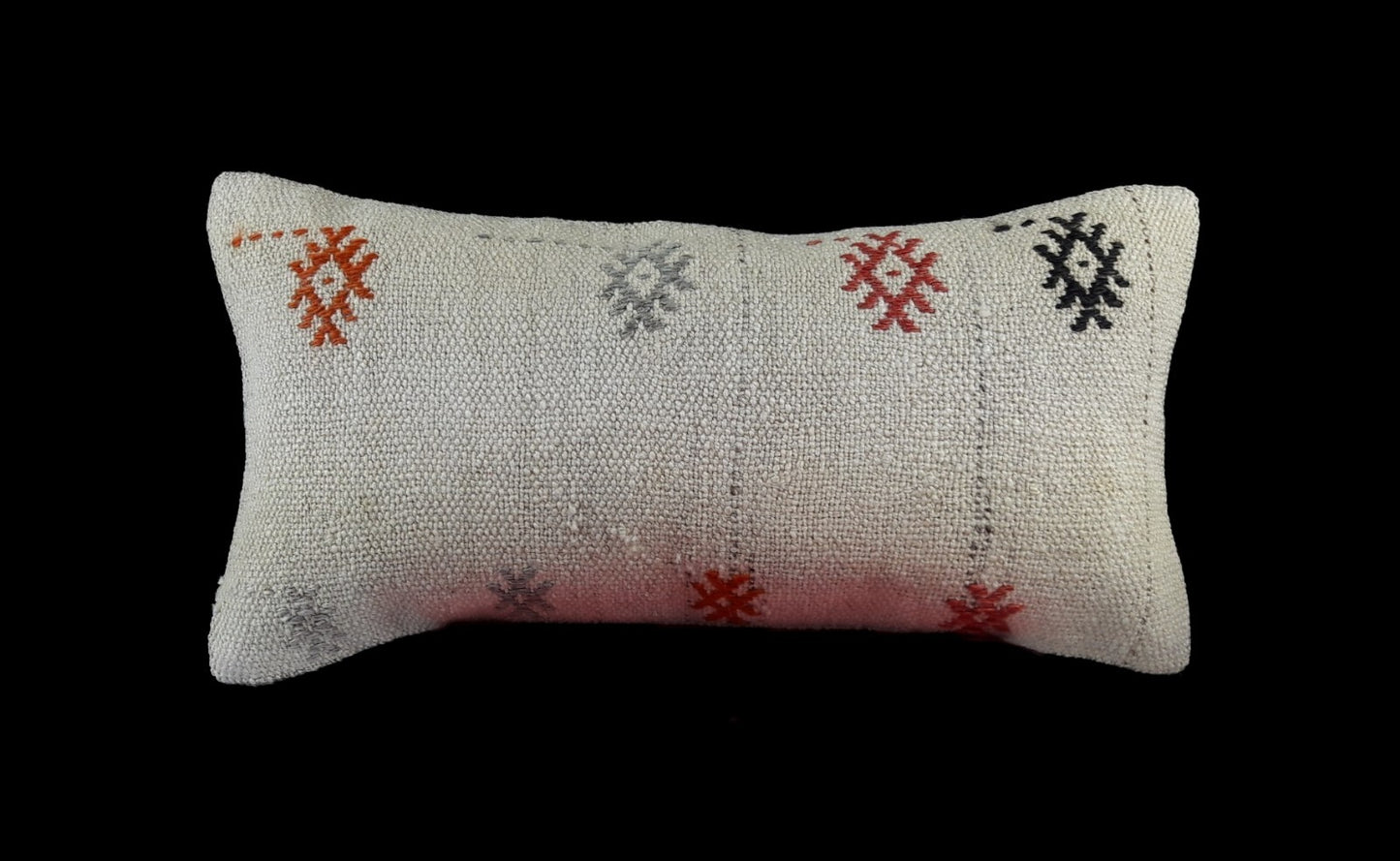 10x20 Kilim Lumbar Pillow Cover Vintage Ethnic Oushak Kilim Pillow Cover E1131