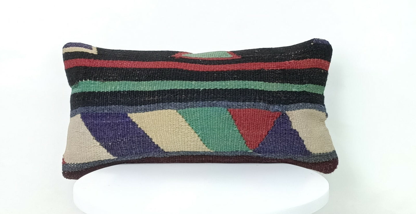 Turkish Cushion Cover 8"x16" Handmade Vintage Boho Ethnic Throw Pillow Case A160