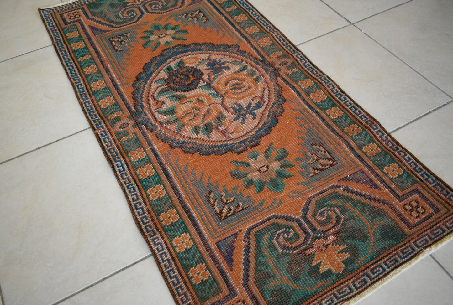 Small Turkish Runner 4.4x2.2 ft Vintage Runner Hallway Runner Handwoven Rug R14