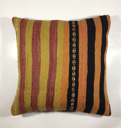 18"x18" Kilim Pillow Cover  Handmade Turkish Vintage Cushion Tribal Lumbar 684