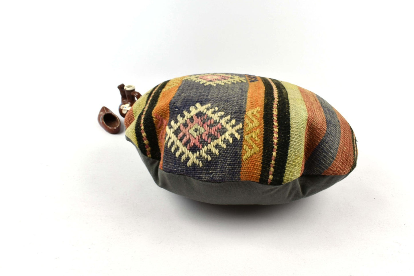 Kilim Round Pillow Cover 18" in Tribal Vintage Turkish Carpet Round Cushion 4954