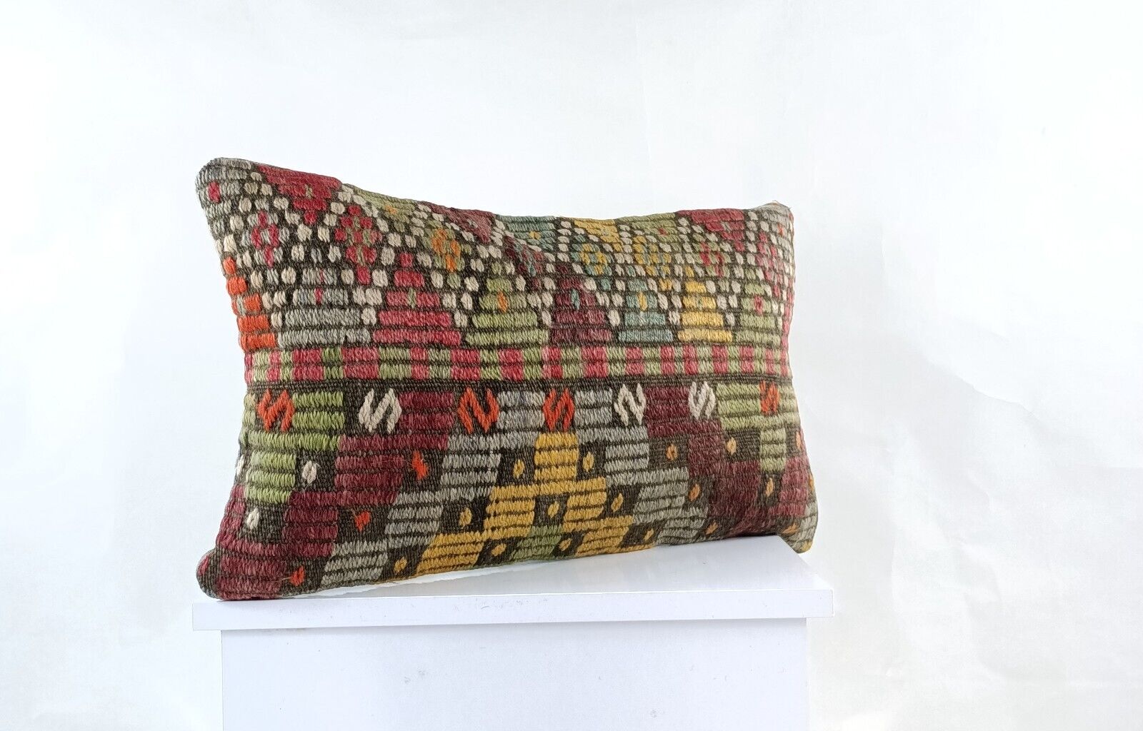 Kilim Pillow Cover 12x20 Turkish Handmade Sofa Couch Floor Lumbar Cushion E984