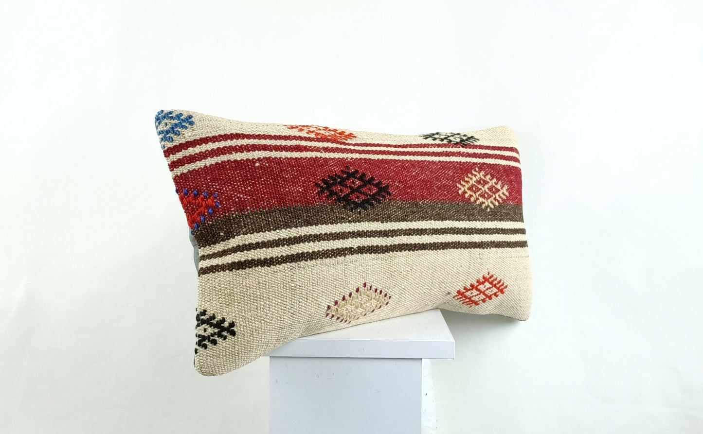 Kilim Lumbar Pillow Cover 10x20 Decorative Sofa Couch Handmade Cushion A1349