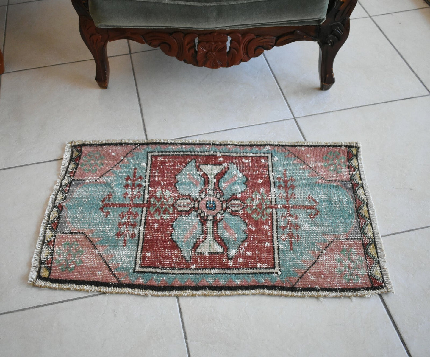 Turkish Runner 2.6x1.4 ft Runner Vintage Oushak Runner Small Faded Runner Y12