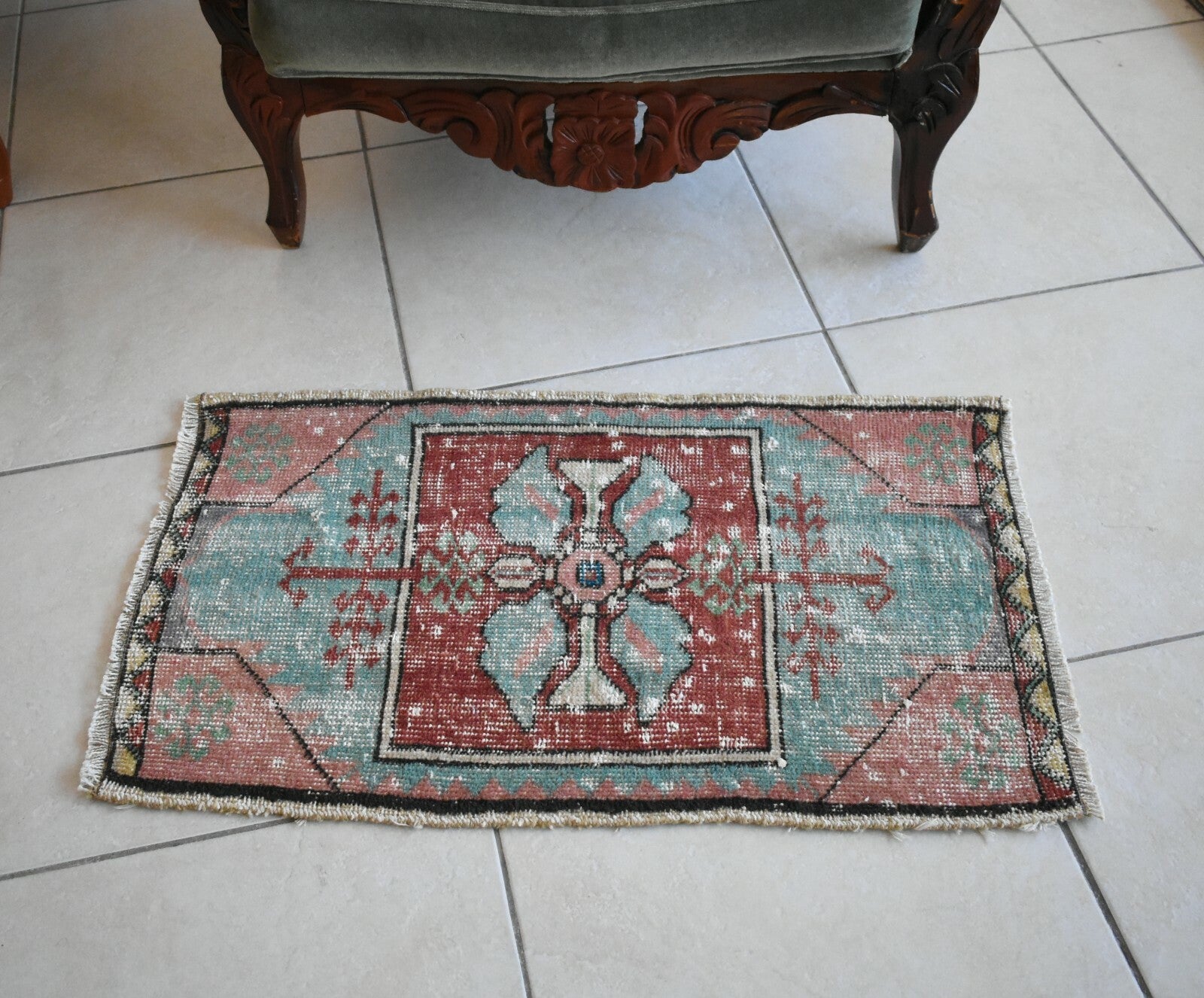 Turkish Runner 2.6x1.4 ft Runner Vintage Oushak Runner Small Faded Runner Y12