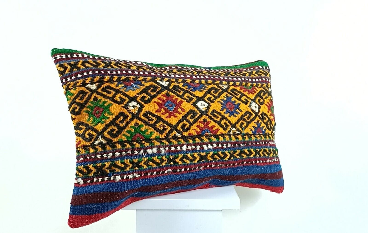 Kilim Pillow Cover 12x20 Turkish Handmade Sofa Couch Floor Lumbar Cushion A1270