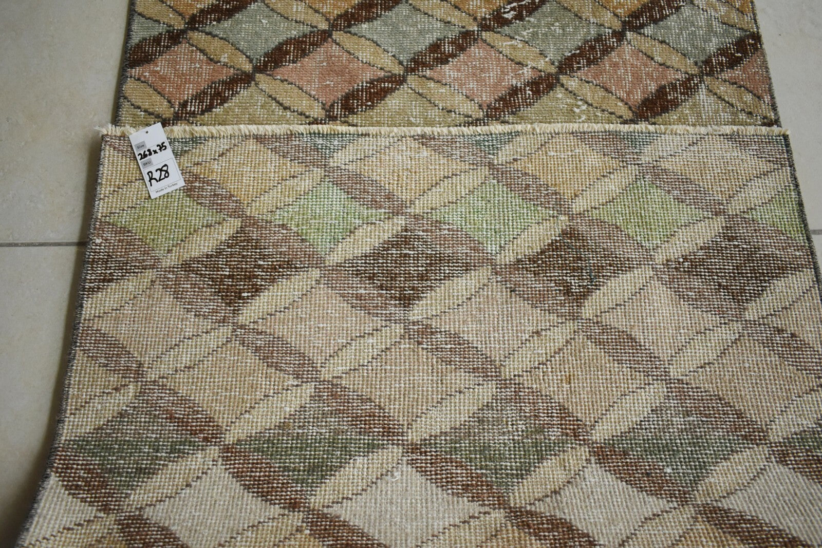 Vintage Runner 8.7x2.4 ft Oushak Runner Anatolian Rug Faded Turkish Runner R28