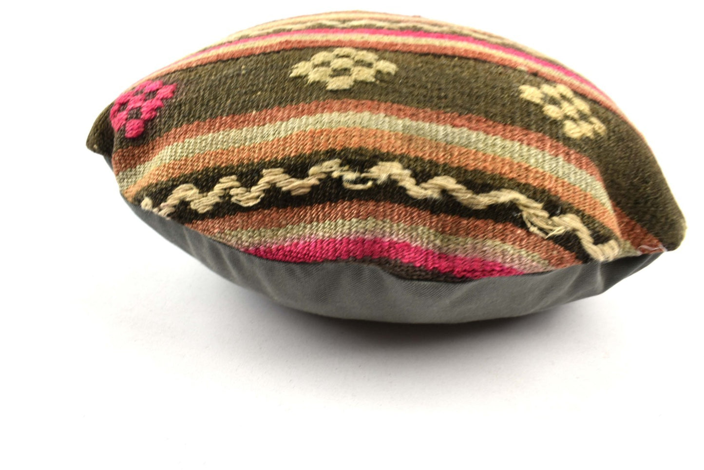 Kilim Round Pillow Cover 18" in Tribal Vintage Turkish Carpet Round Cushion 4936